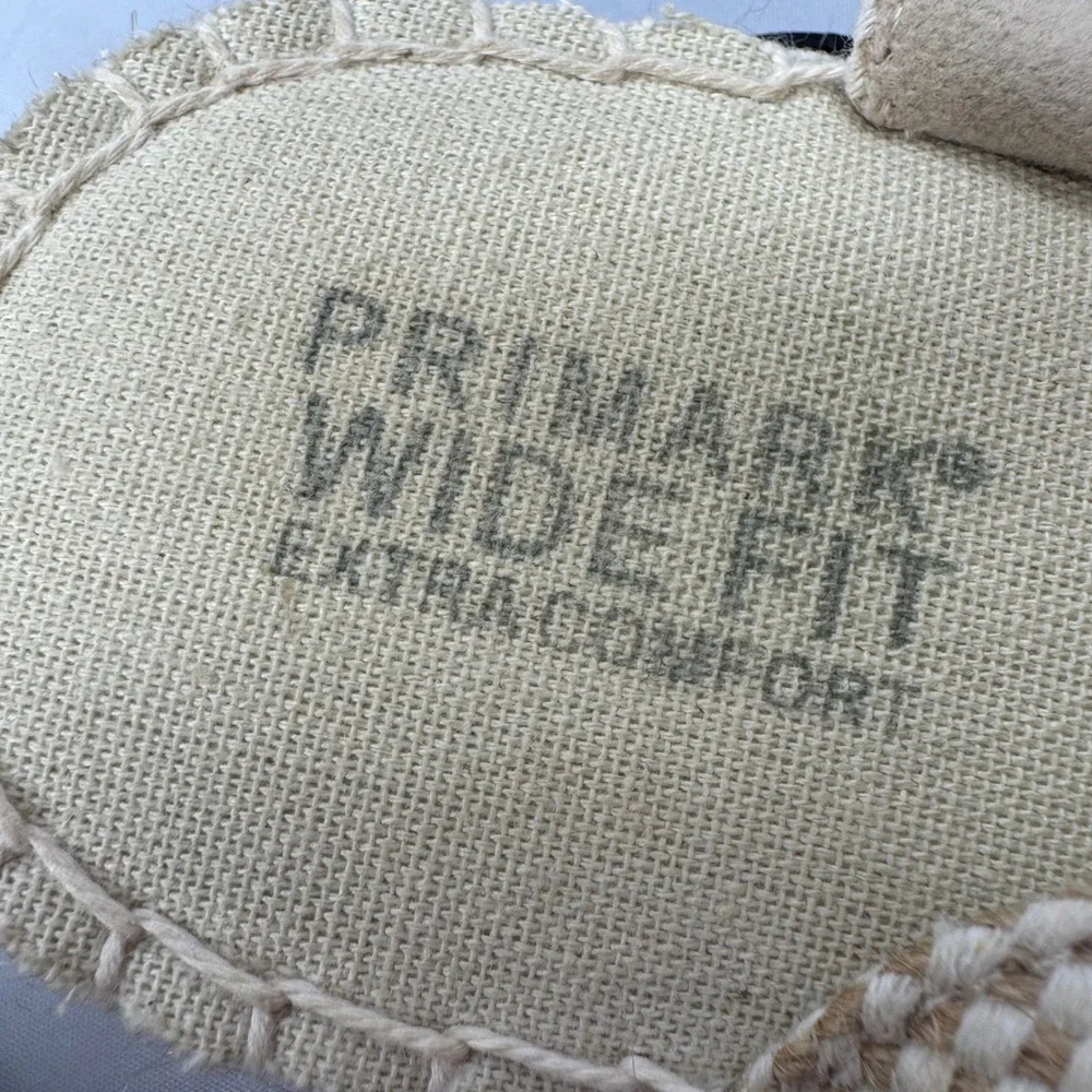 Primark Espadrille Sandals Womens 7 Black Ankle Strap Wide Fit Boho Summer Flat